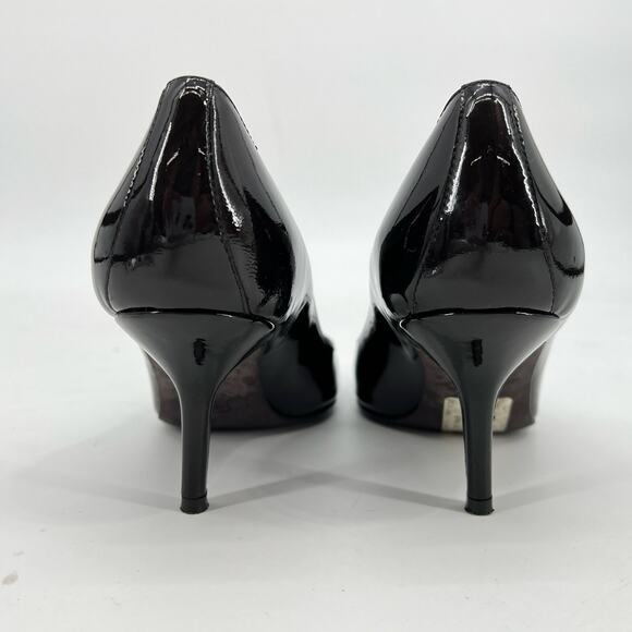 Donald J. Pliner Dark Brown Patent Leather Peep Toe Pumps Women’s 6 - Picture 3 of 12